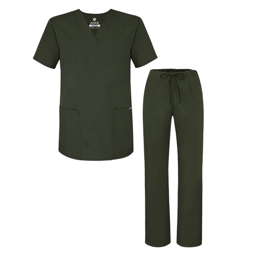 Adar Universal Unisex Drawstring Scrubs Set - S